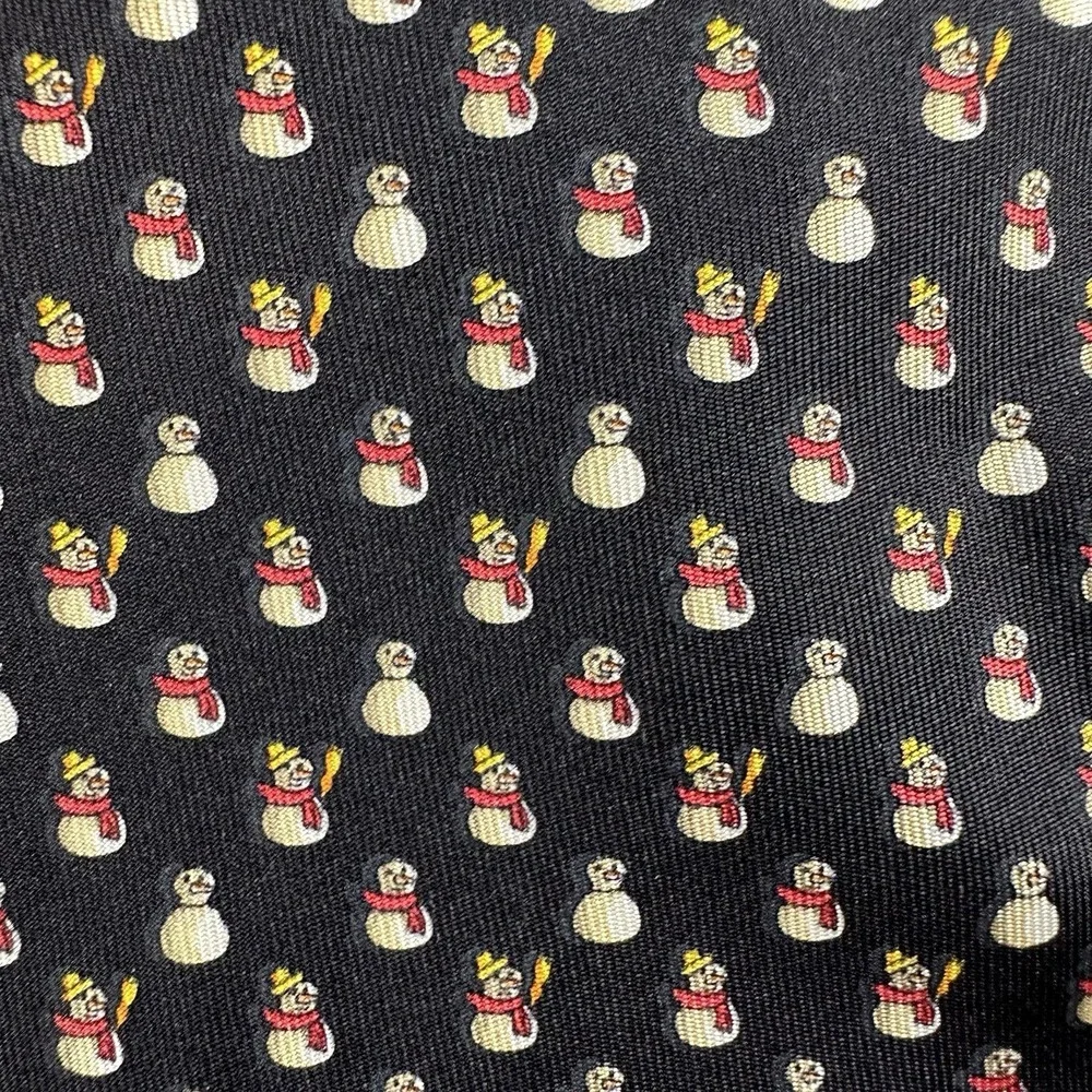 Vintage Ferragamo Snowman Christmas Silk Tie Italy Holiday Novelty 57x3.75